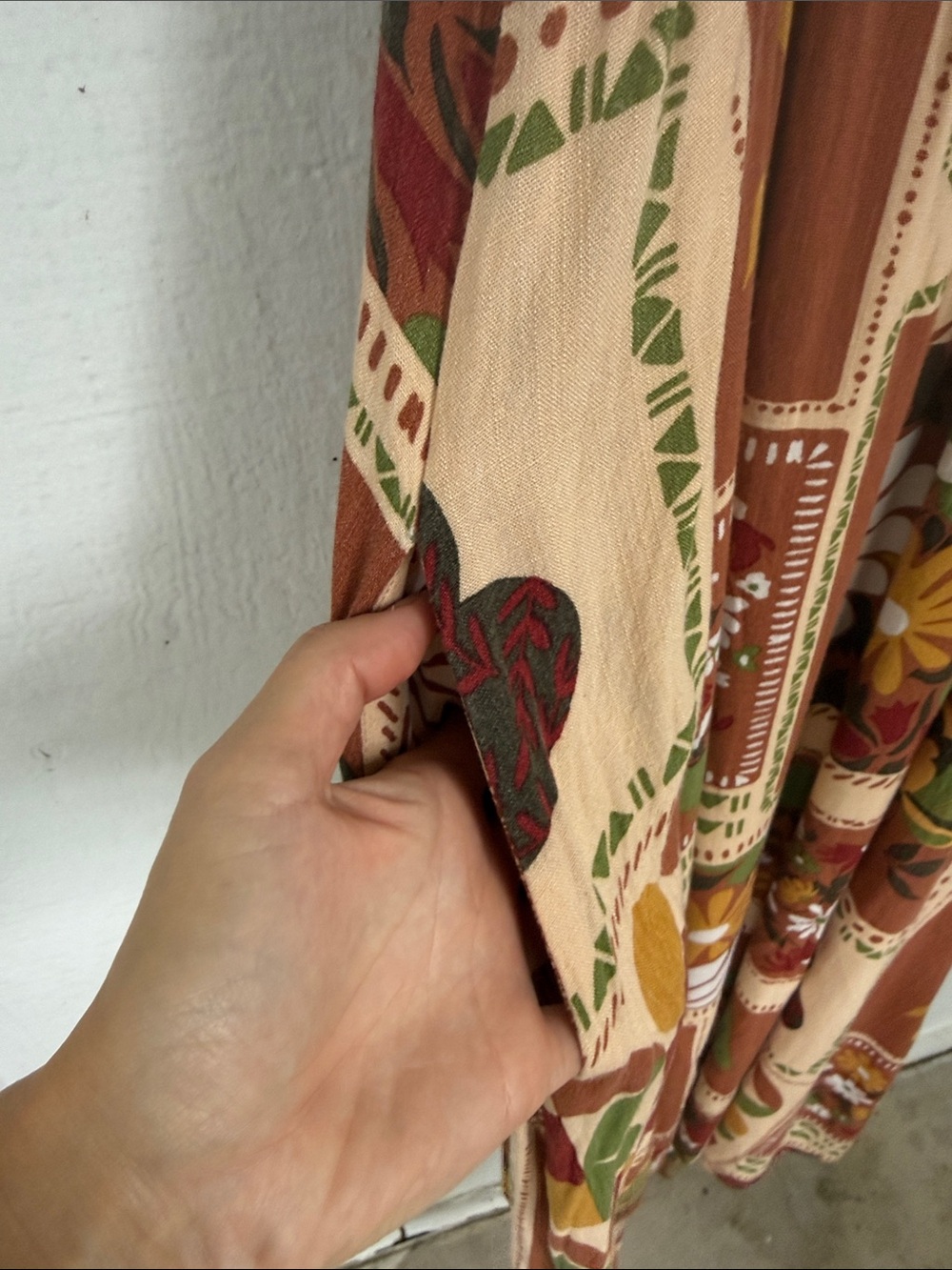ILLA ILLA Rustic Patchwork Maxi Dress in Brown and Cream - Picture 5 of 7